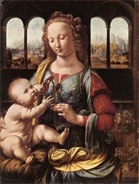 Леонардо да Винчи. Мадонна с гвоздикой. 1478-1480