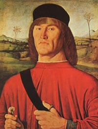 Андреа Солари.
Портрет мужчины с розовой гвоздикой.
Холст, Масло.
Италия, ХVI век